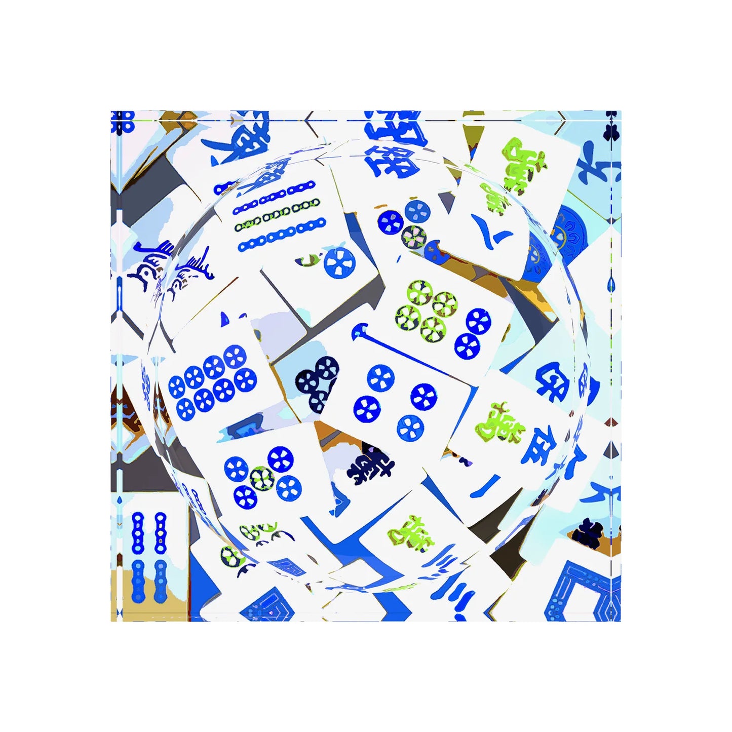 Mahjong Blue Abstract Tray