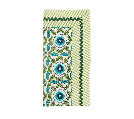 Marjorelle Napkin, White/Blue/Green Set of 4