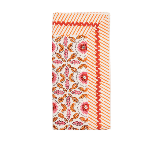 Marjorelle Napkin, White/Pink/Orange Set of 4