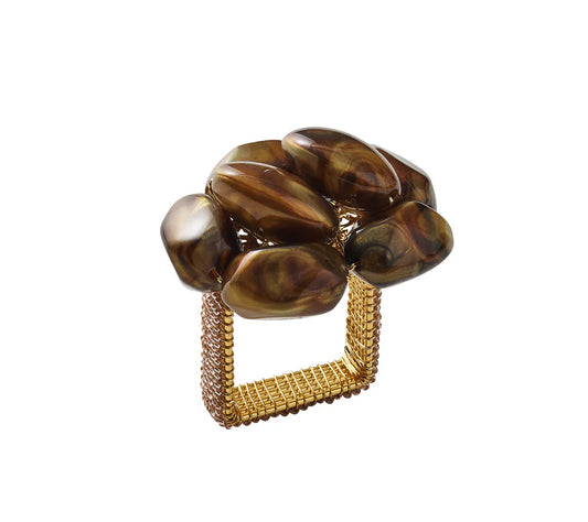 Bonton Brown & Gold Napkin Ring, Set of 4