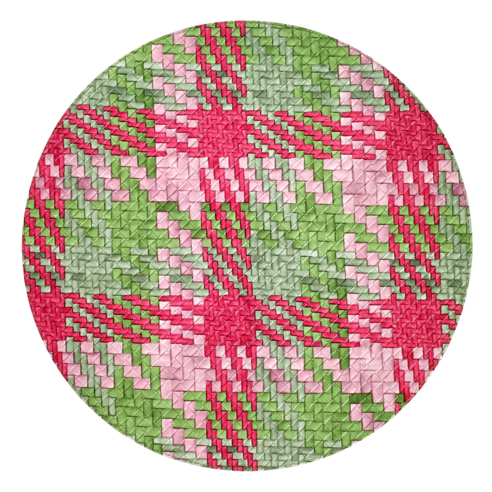 Nantucket Green/Pink Round Coasters S/4