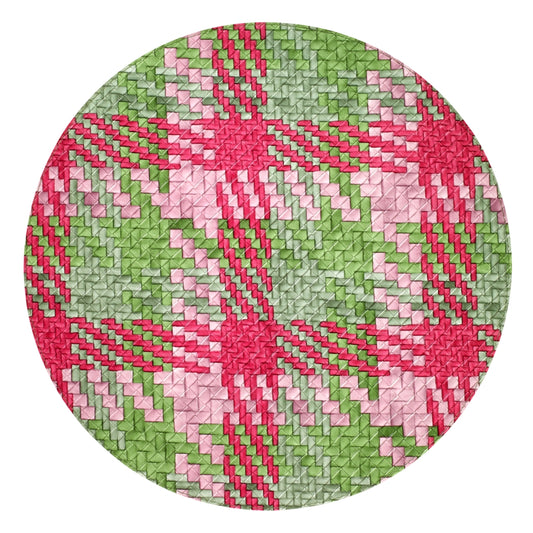 Nantucket Green/Pink Round Coasters S/4