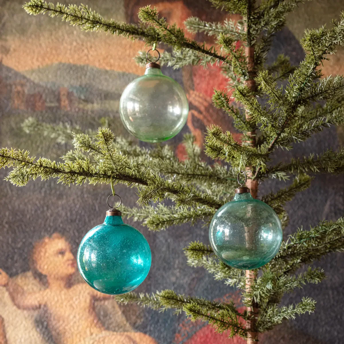 Recycled Blue Green Glass Ornament - 4 inch
