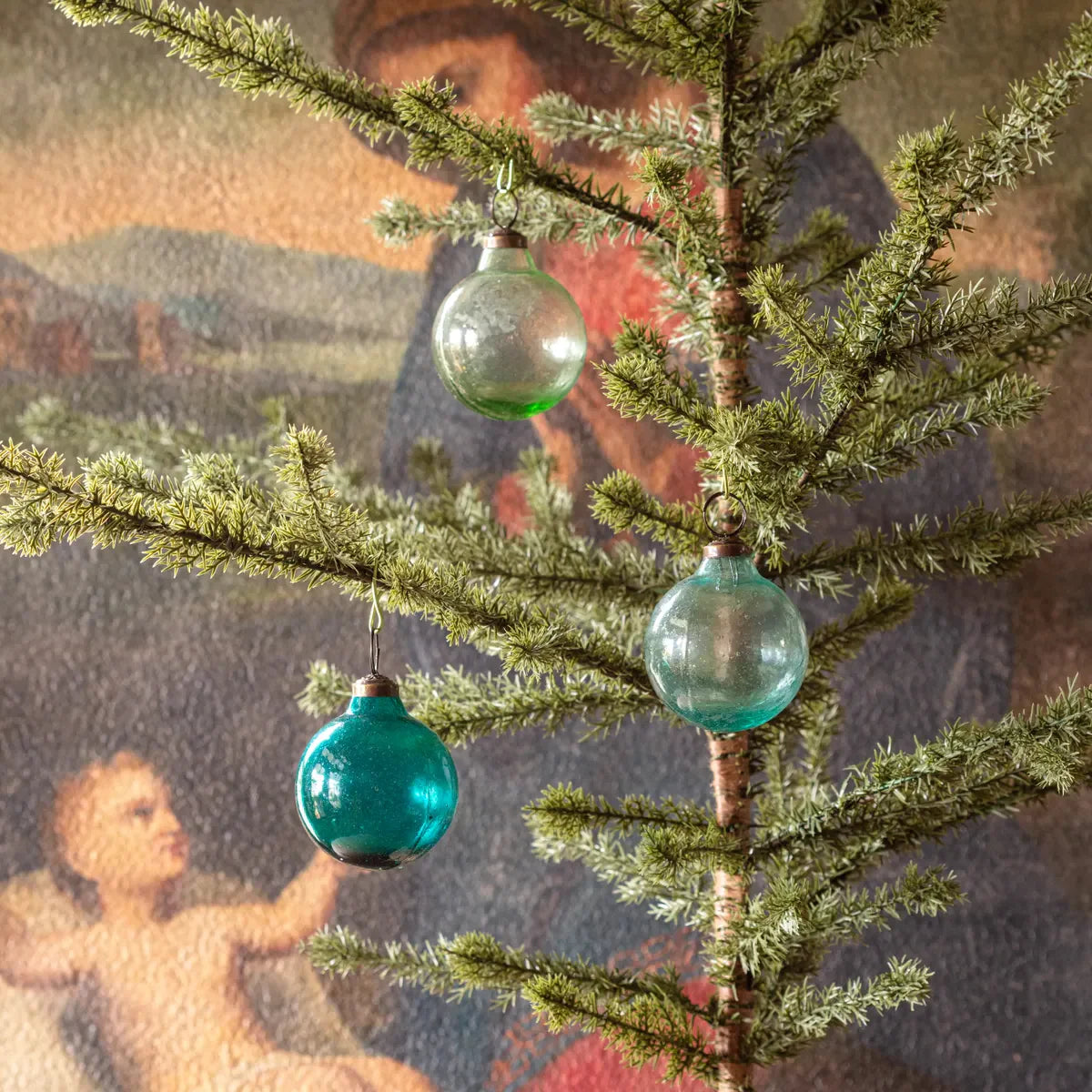 Recycled Blue Green Glass Ornament - 3 inch