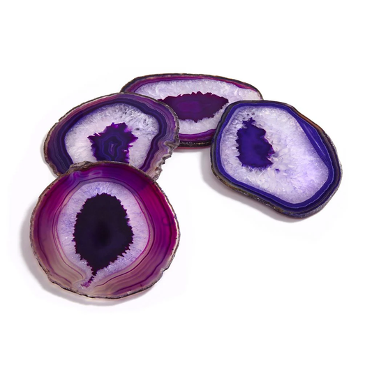 Gemstone Agate Coasters - Eggplant