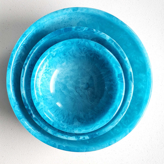 Resin Serving Bowls, Set of 3 Blue