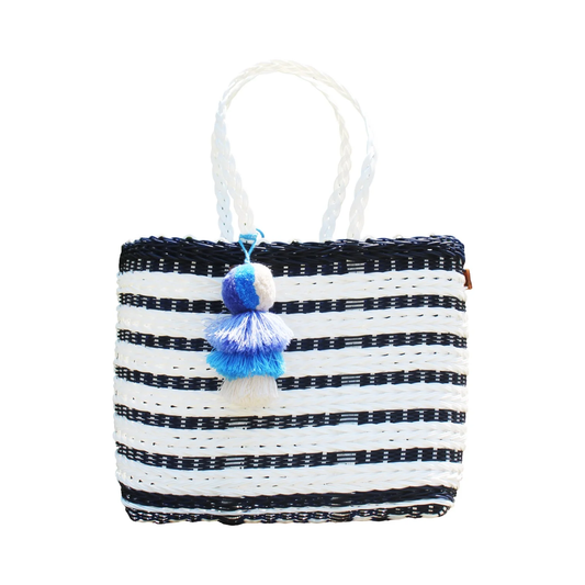Nautical Navy/White Citron Tote XL