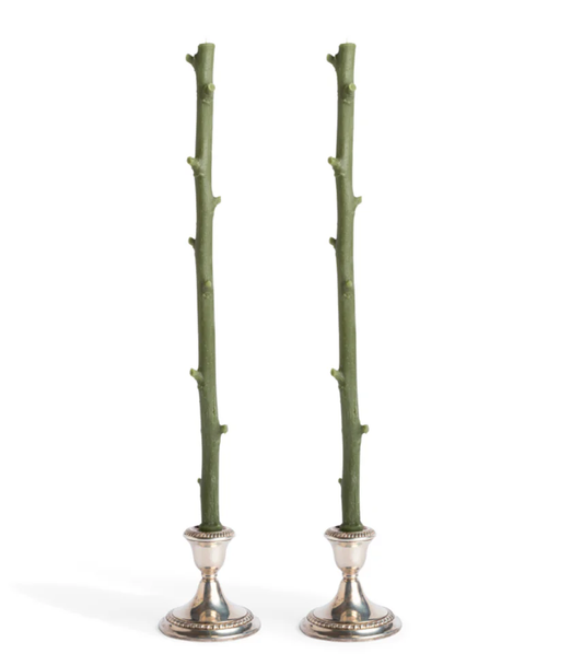 Pair of Stick Candles - Hickory Forest Green