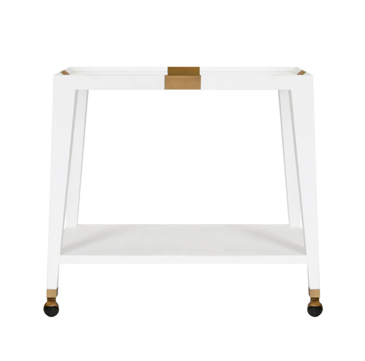 Linear White Bar Cart