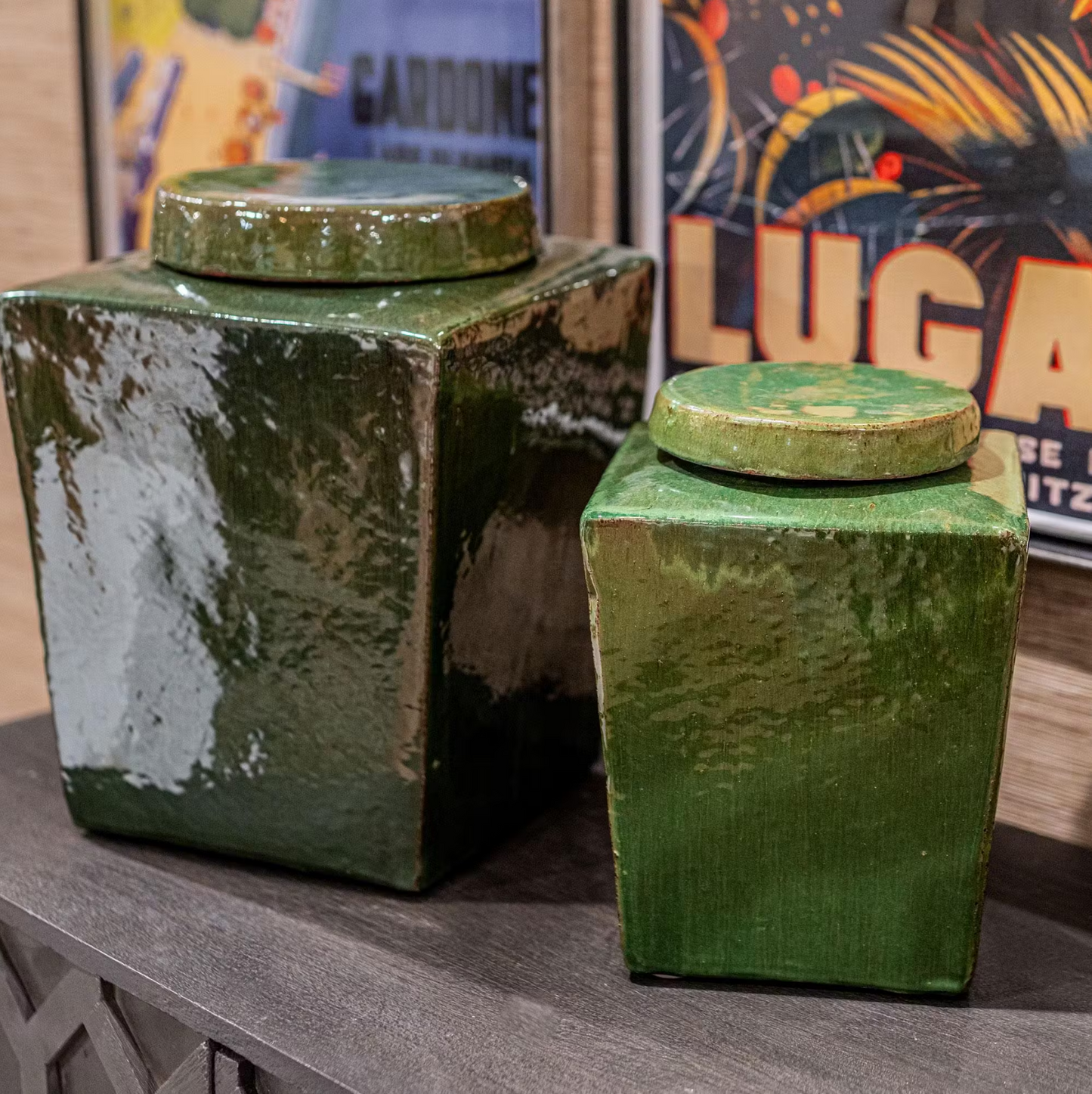 Leif Stoneware Tea Box - Medium, Green
