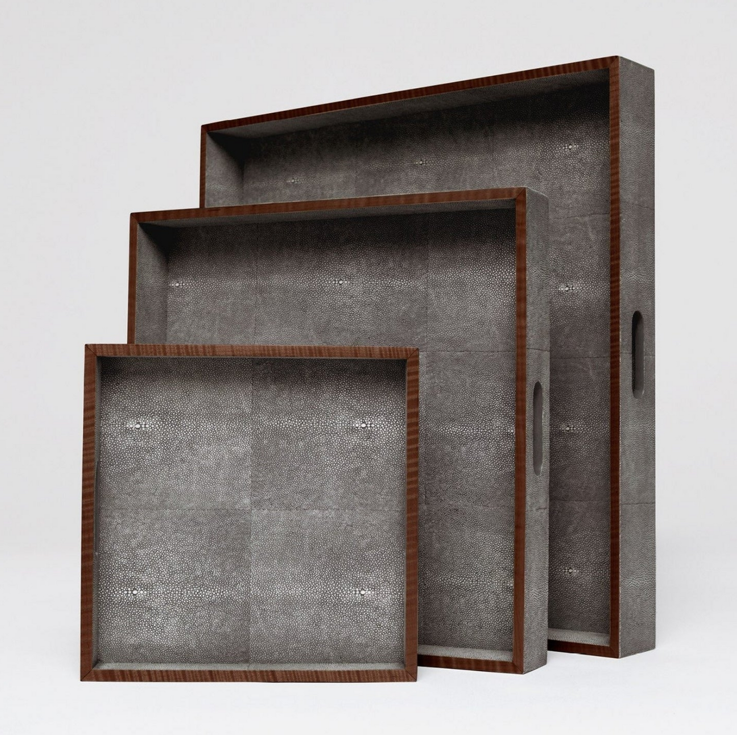 Amina Cool Gray Shagreen Tray / Large