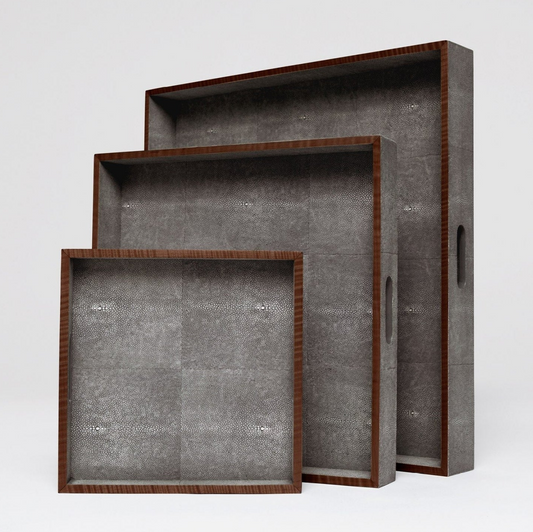 Amina Cool Gray Shagreen Tray / Medium