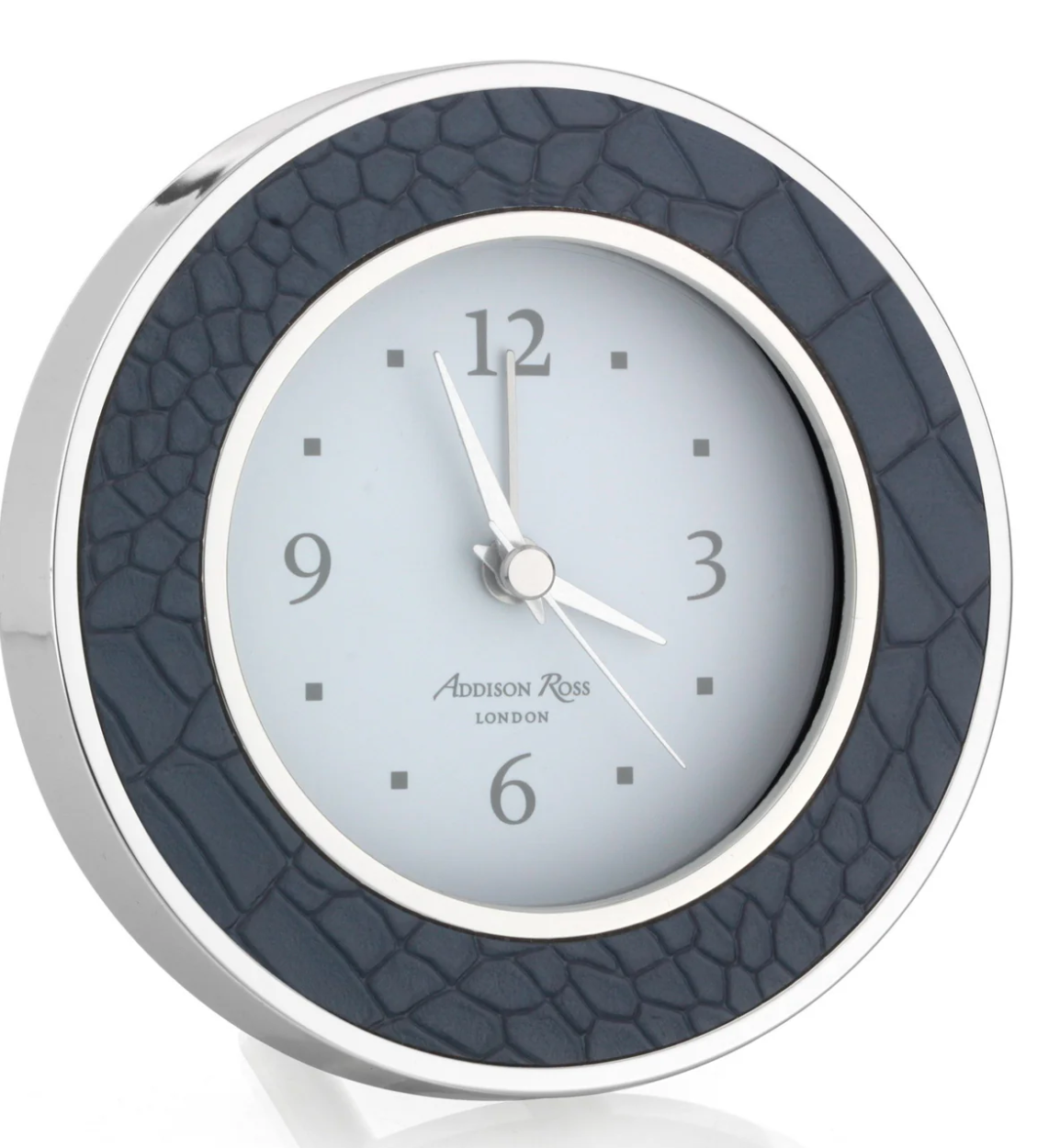 Navy Croc & Silver Alarm Clock