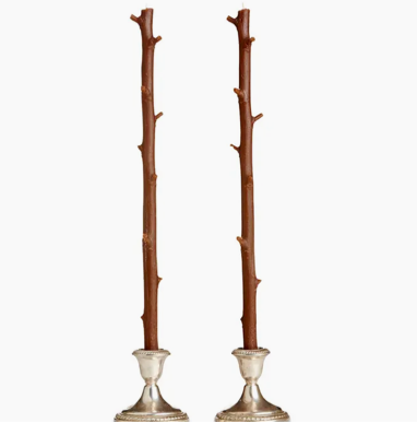 Pair of Stick Candles - Hickory Honeysuckle Brown