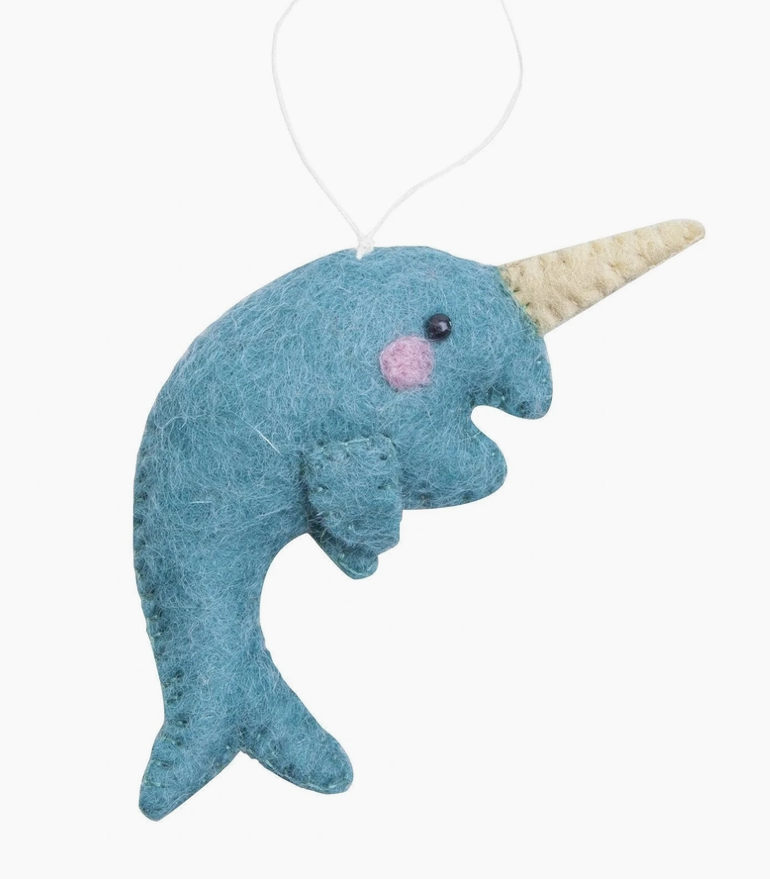 Felt Arctic Animal Ornament - Narwhal