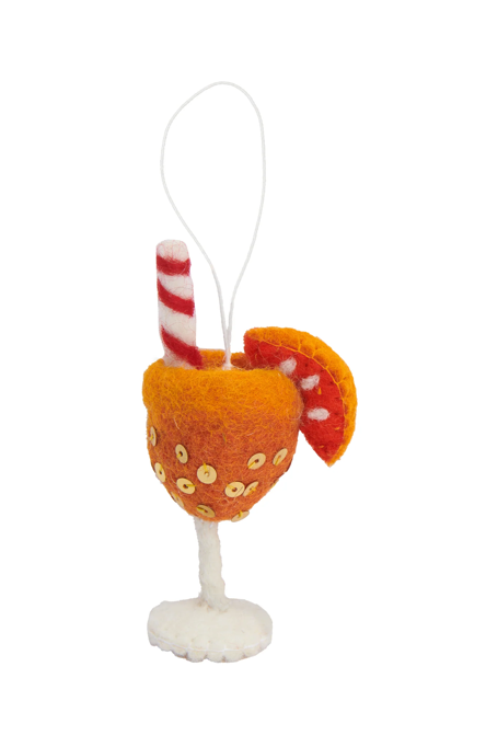 Felt Cocktail Ornament - Aperol Spritz