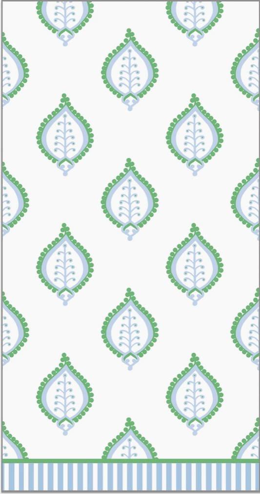 Paper Guest Towels / Blue + Green Paisley