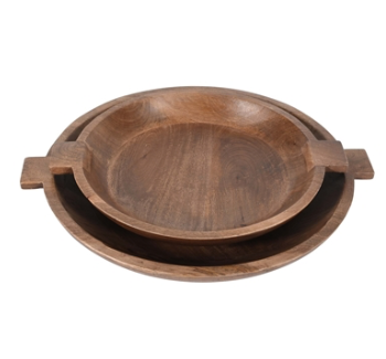Wooden Bowl Set of 2 - Brown