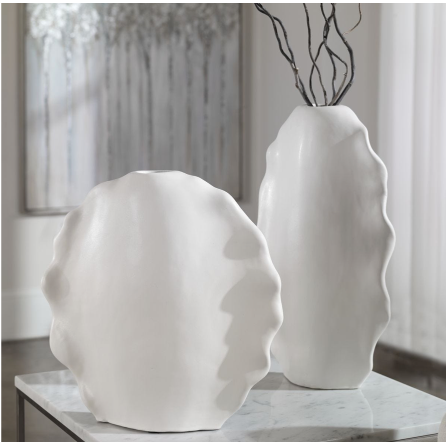 Ruffled Feather Vase Set of 2