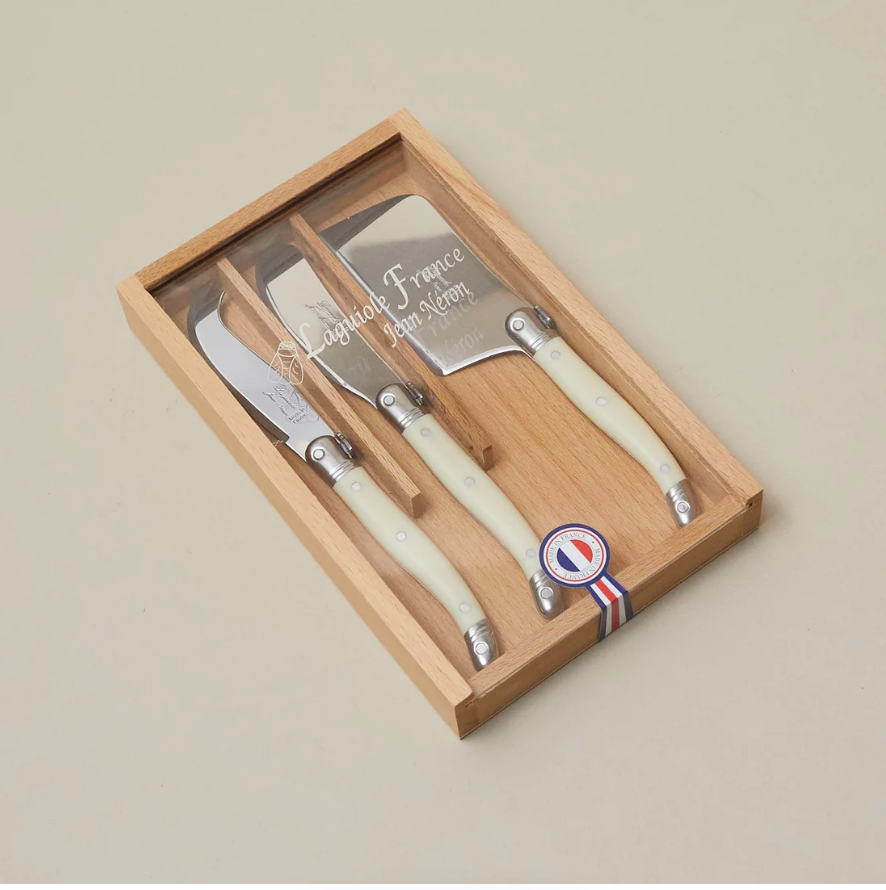 Laguiole 3 Piece Mini Cheese Utensil Set , Ivory