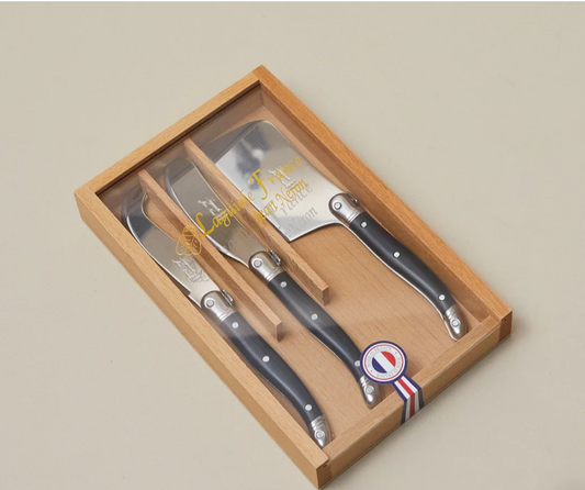 Laguiole 3 Piece Mini Cheese Utensil Set /  Black Marble