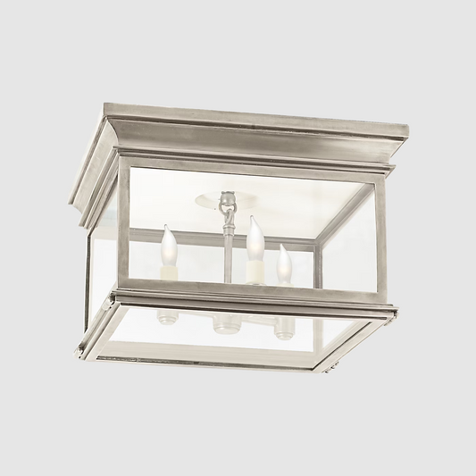 Club Large Flush Mount/ Antique Nickel + Clear Glass