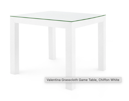 Valentina Grasscloth Game Table, Chiffon White