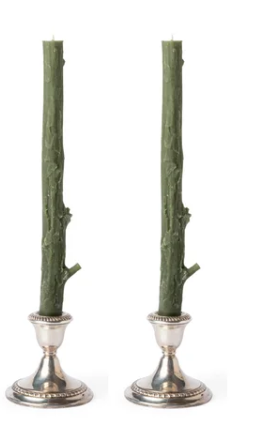 Sticks Candle Cedar, Forest Green (Pair)