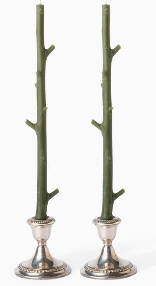 Maple Stick Candles-Forest Green, (Pair)
