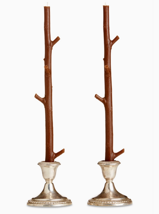 Maple Stick Candles-Honeysuckle Brown, (Pair)