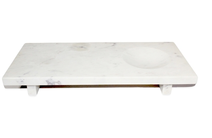 White Marble Serving Tray w/Feet