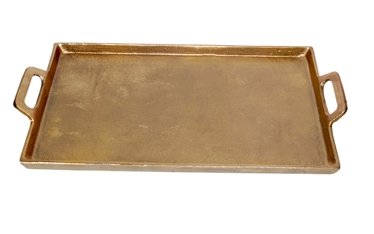 Alum. Tray with Handles 15X25" Antique Brass