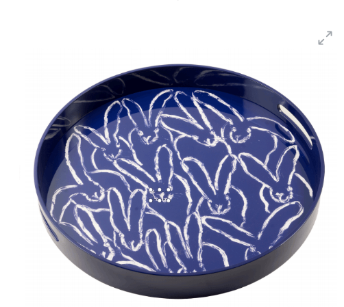 Jubilee Round Lacquer, Cobalt / White Bunny