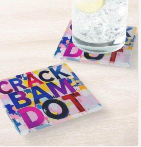 Crack Bam Dot Mahjong Glass Coaster Set (Set of 4)