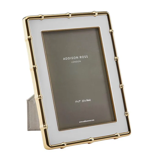 White and Gold Bamboo Photo Frame, 5x7