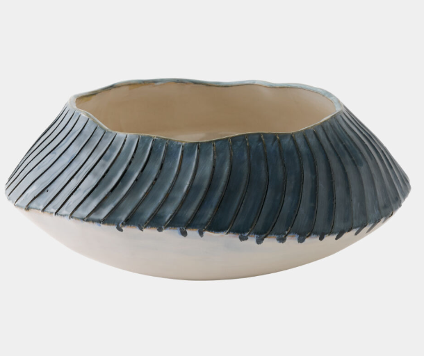 Aiden Etched Blue Rimed Planter
