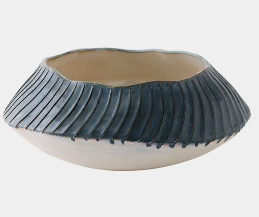 Aiden Etched Blue Rimed Planter