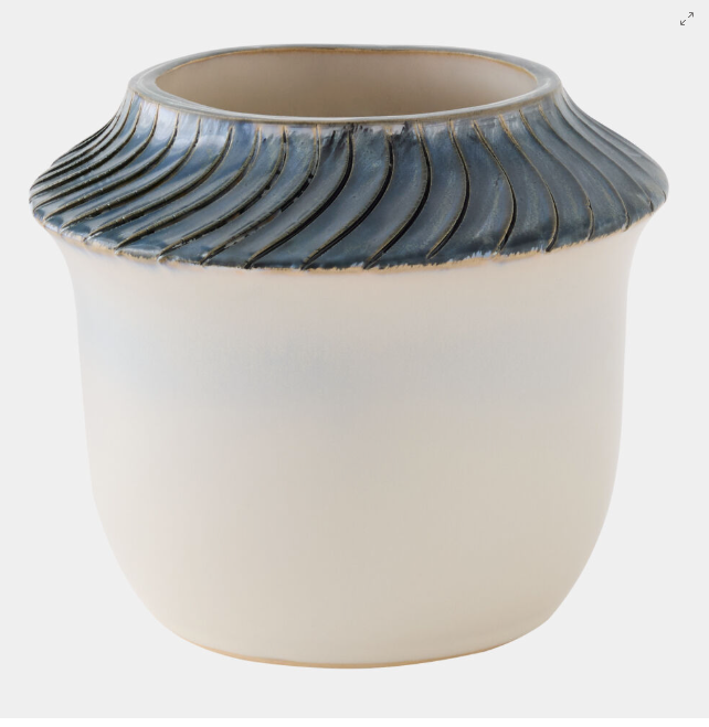 Aiden Etched Blue Rimed Vase-Sm