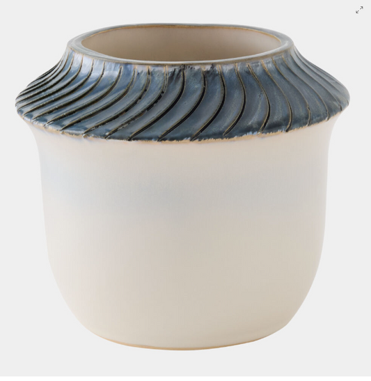 Aiden Etched Blue Rimed Vase-Sm