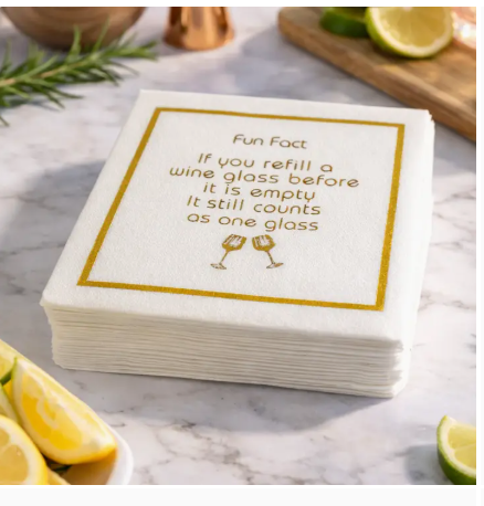 Fun Fact, Linen-Feel Cocktail Napkins