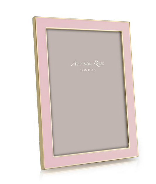 5x7, Gold Trim Pastel Pink Enamel Picture Frame