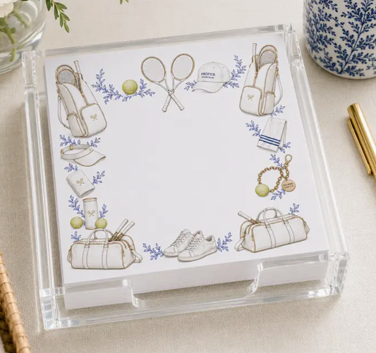 Notepaper in Acrylic Holder, Proper Tennis