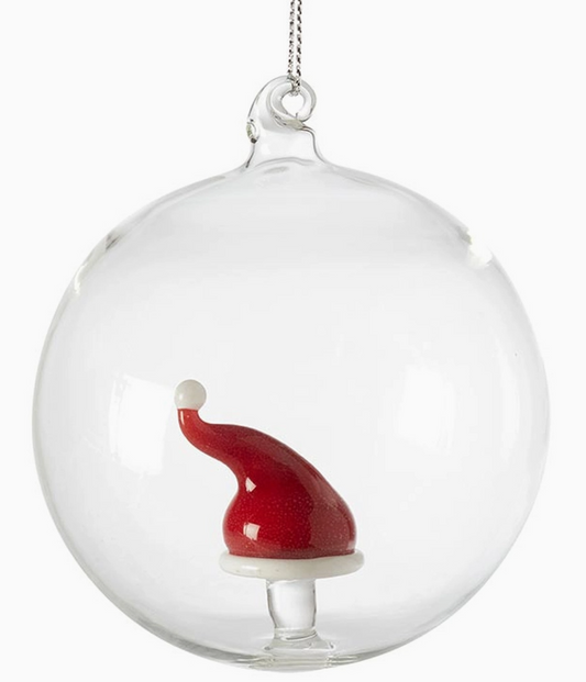 Glass Ornament - Santa Hat
