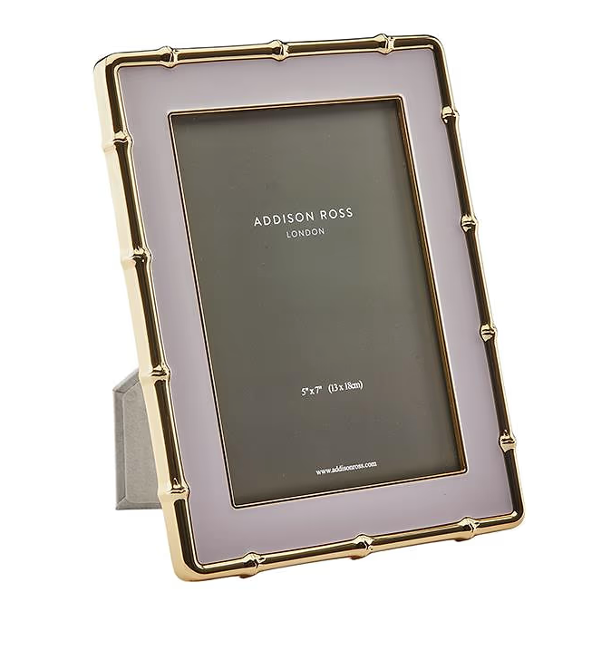 Pale Pink & Gold Bamboo Enamel Photo Frame