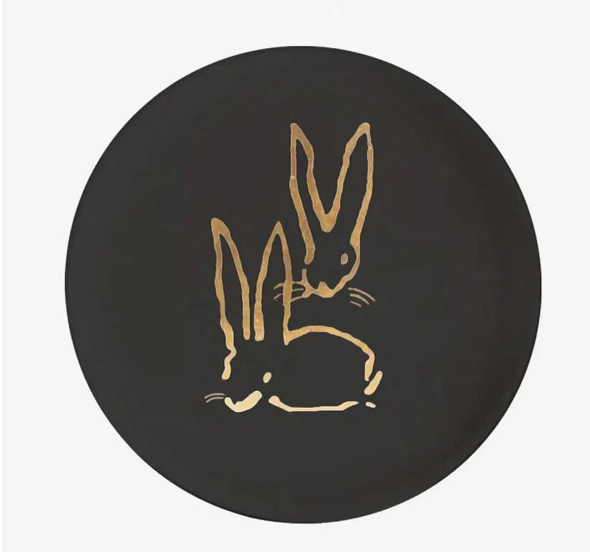 Hunt Slonem | Royal Rabbits Gold Leaf & Lacquer Tray