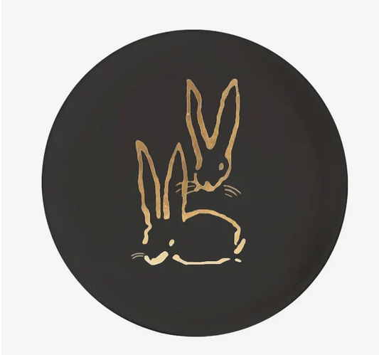 Hunt Slonem | Royal Rabbits Gold Leaf & Lacquer Tray