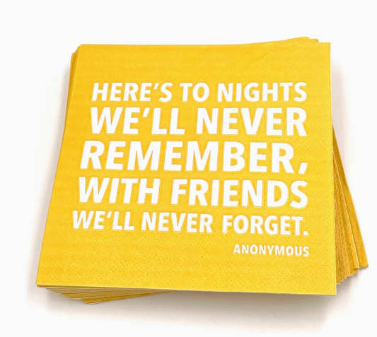 To Nights We'll Never Remember Cocktail Napkins