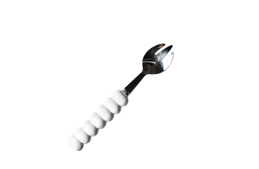 Signature Knob Serving Fork White