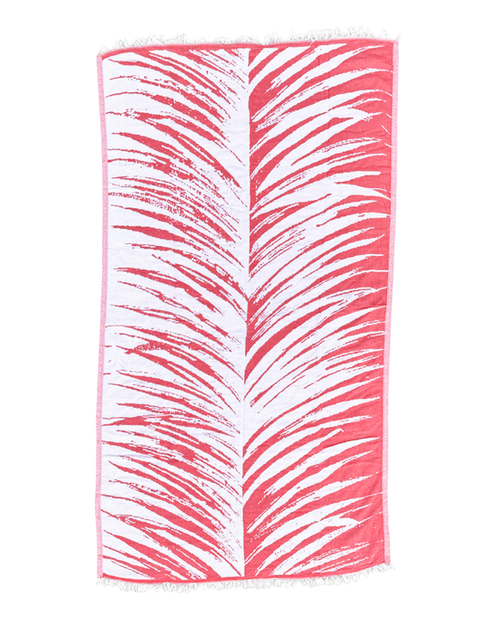 Tropical Turkish Cotton Beach Towel, Red