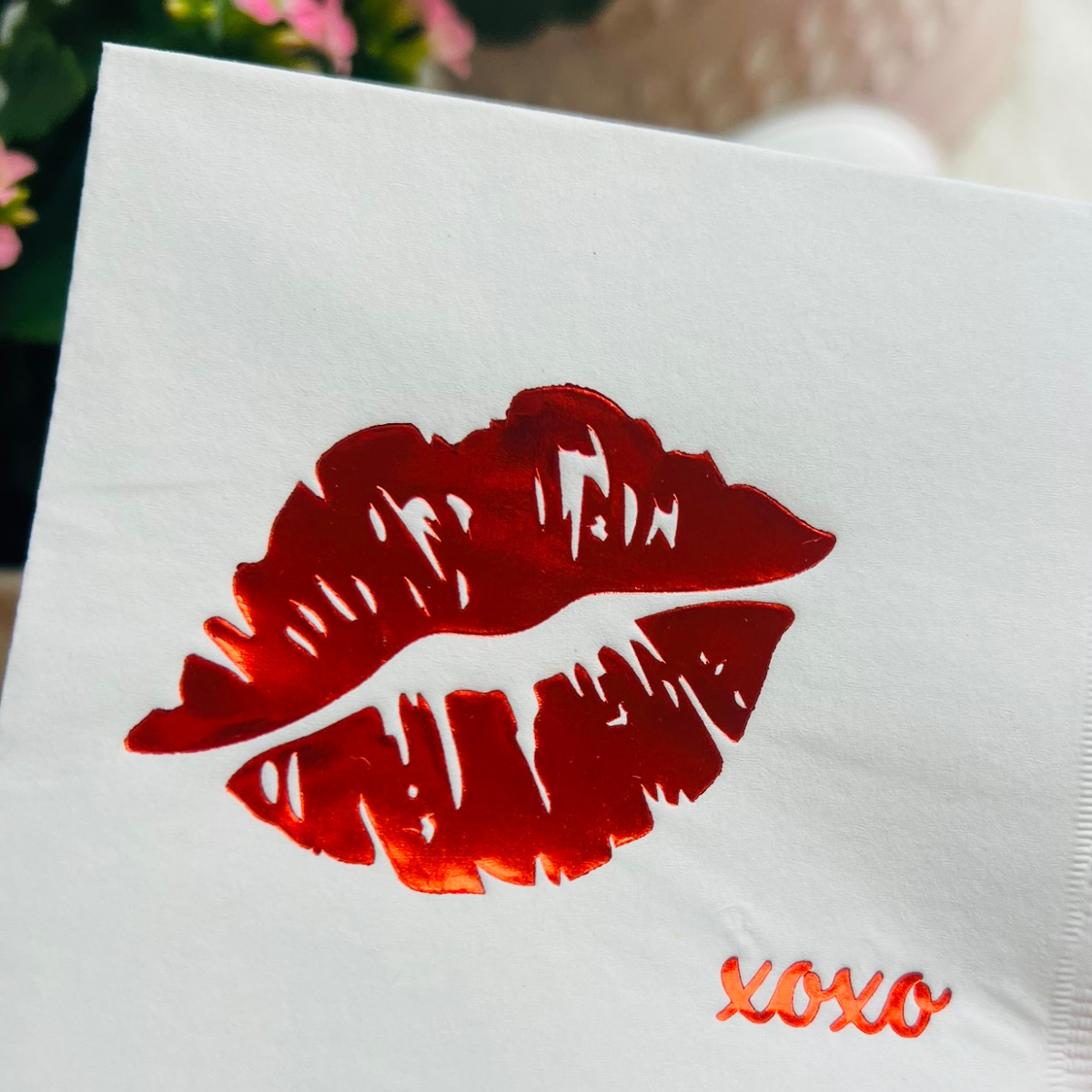Kiss XOXO Cocktail Paper Napkins | Valentine's Day Decor